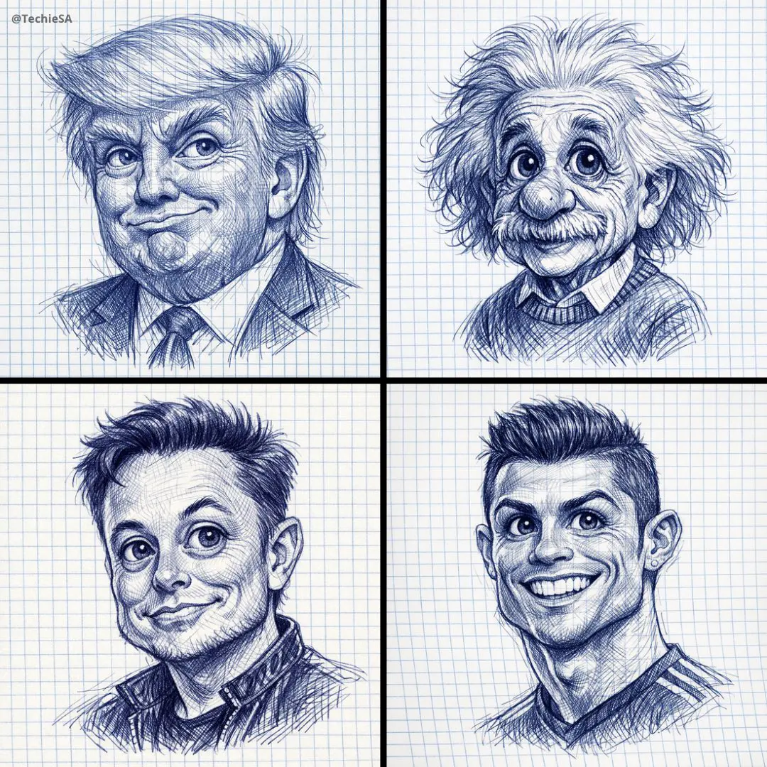A detailed ballpoint pen sketch of [CHARACTER] drawn on c...