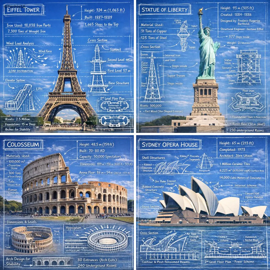 Create an infographic image of [LANDMARK], combining a re...