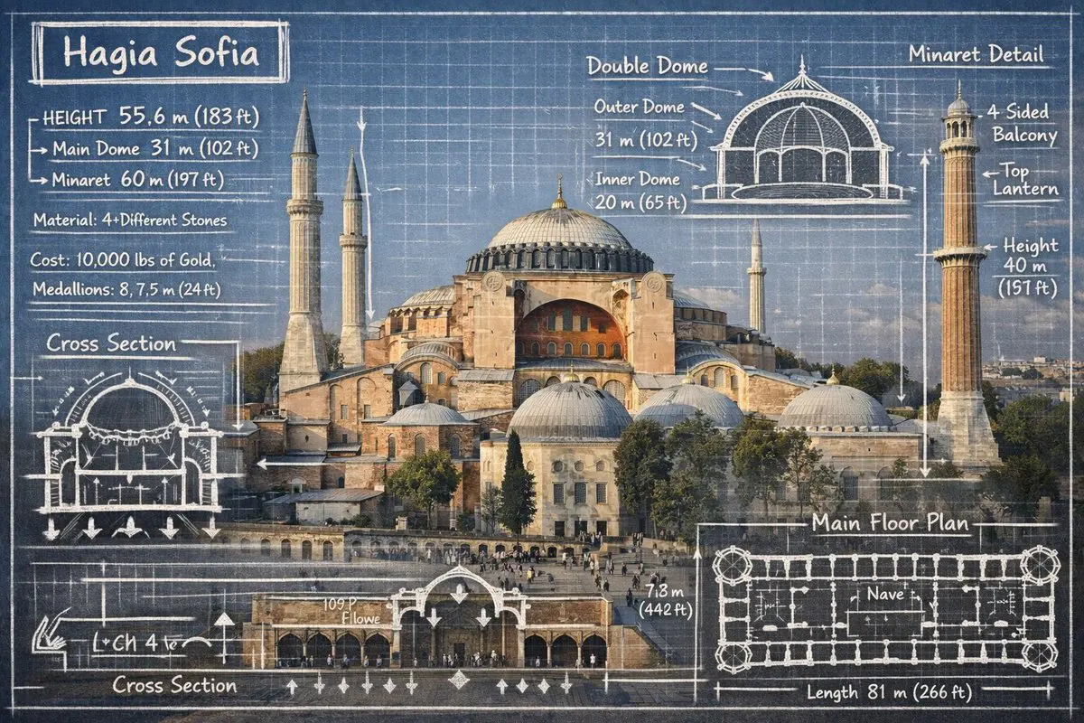 Create an infographic image of [LANDMARK], combining a re...