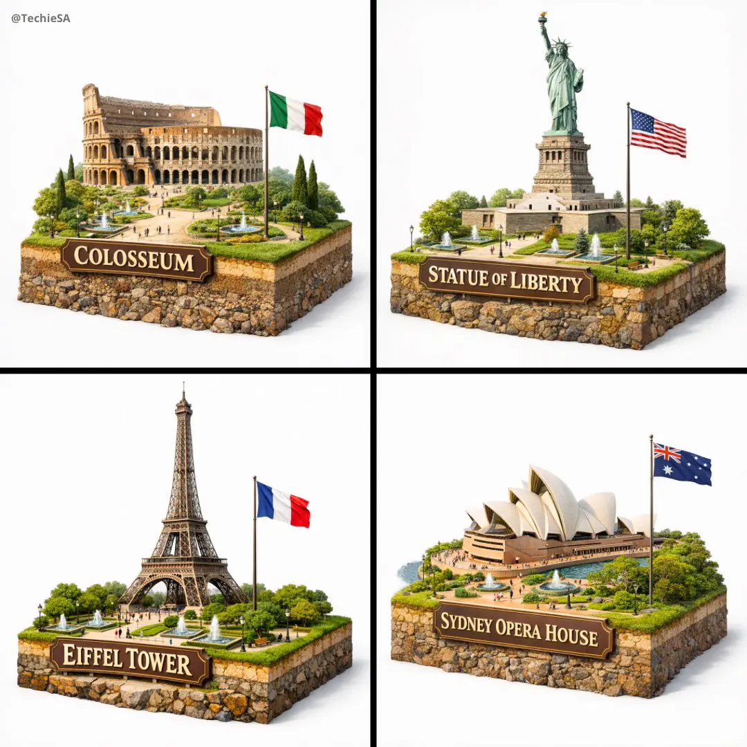 Create a hyper-realistic 3D diorama-style model of [LANDM...