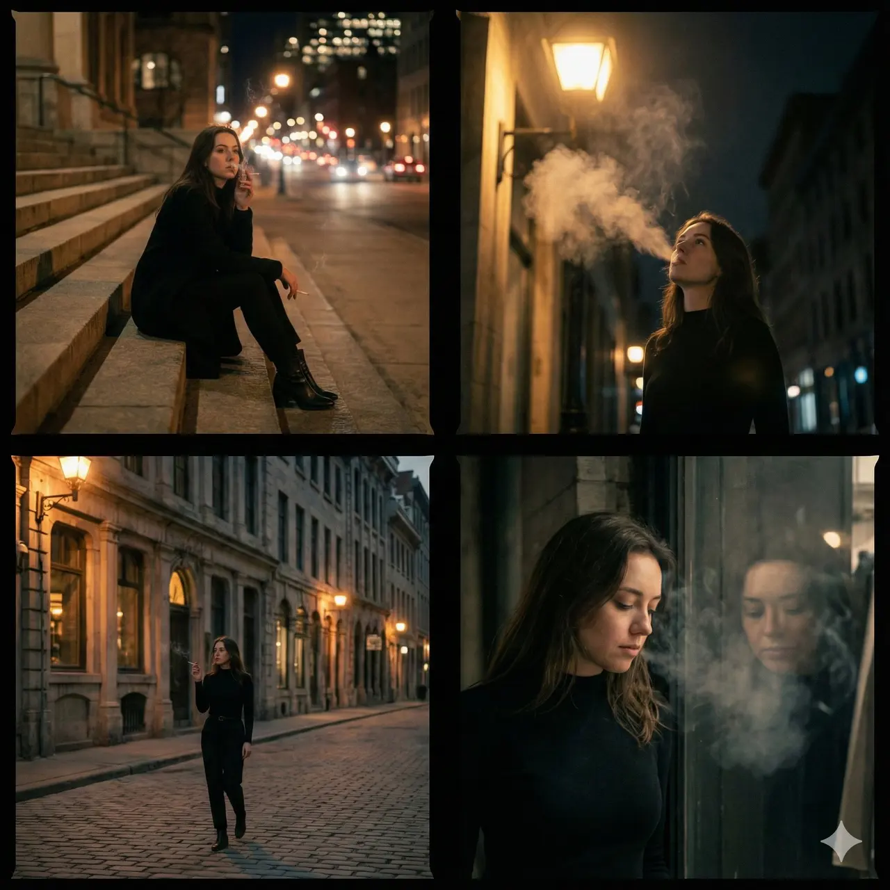 A cinematic 4-panel photo collage showing a quiet, intros...