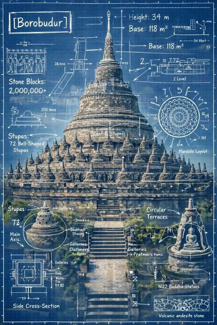 Create an infographic image of [LANDMARK], combining a re...