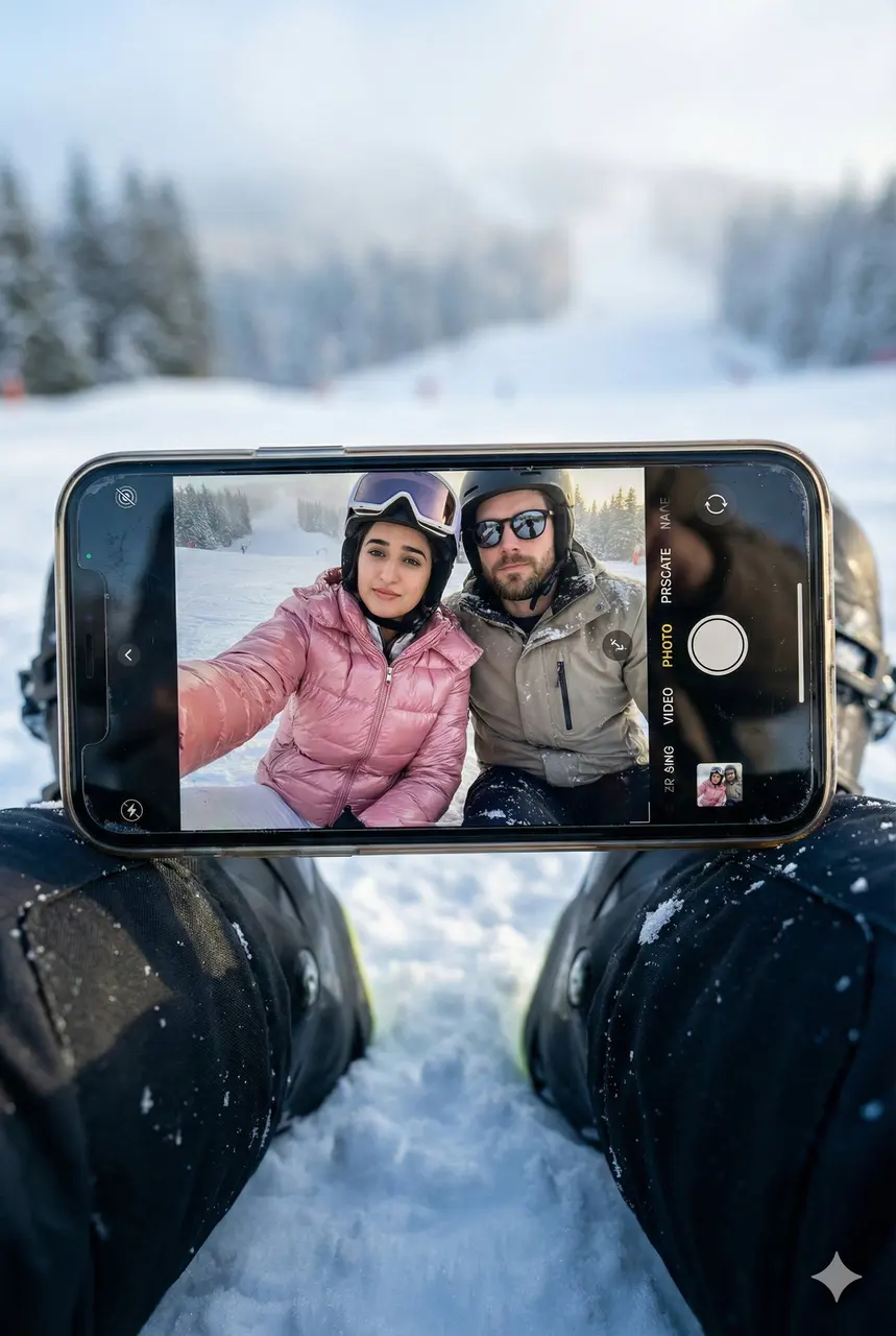 Create a hyper-realistic winter scene in a vertical 3:4 a...