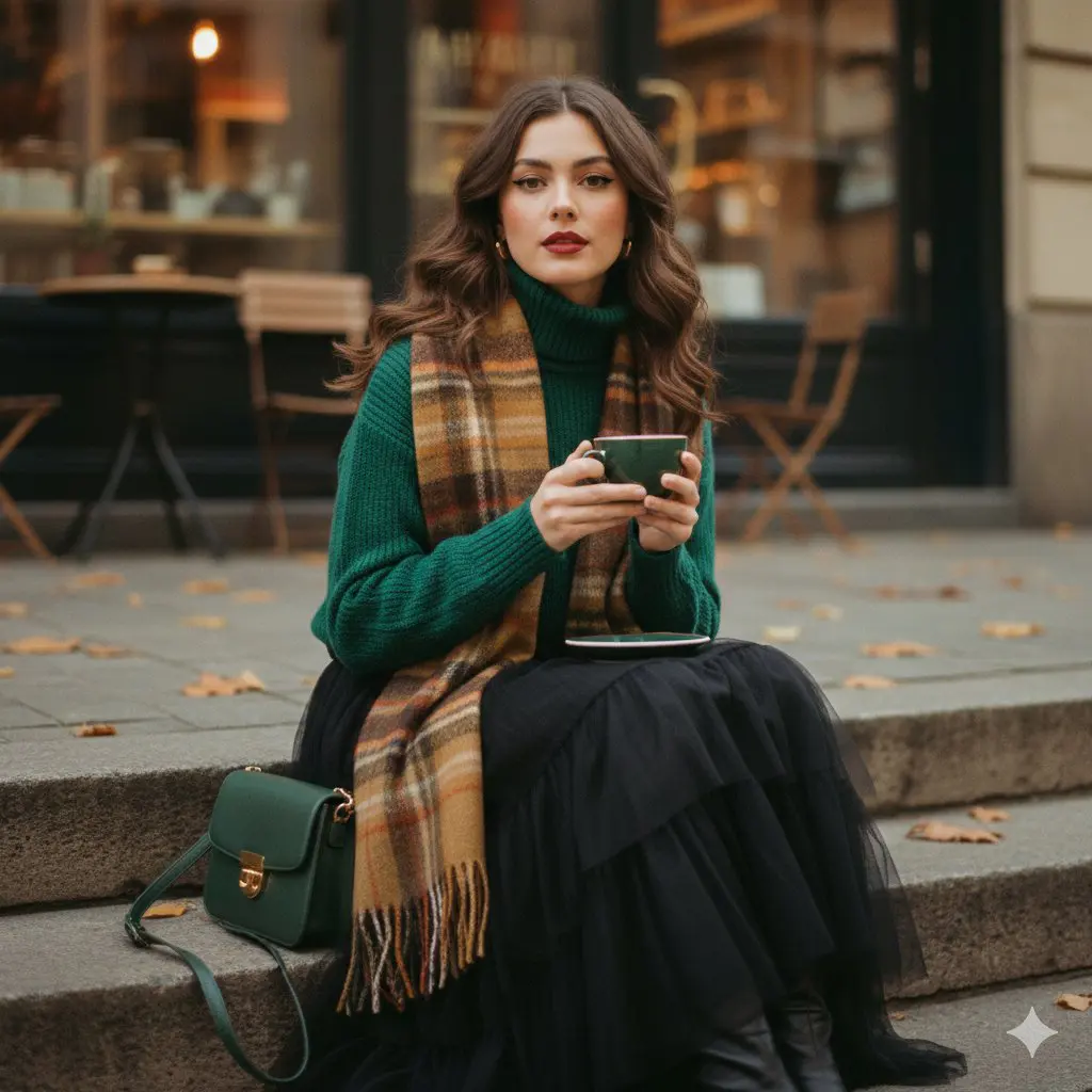 A cinematic 1970s-inspired fashion portrait of a young wo...