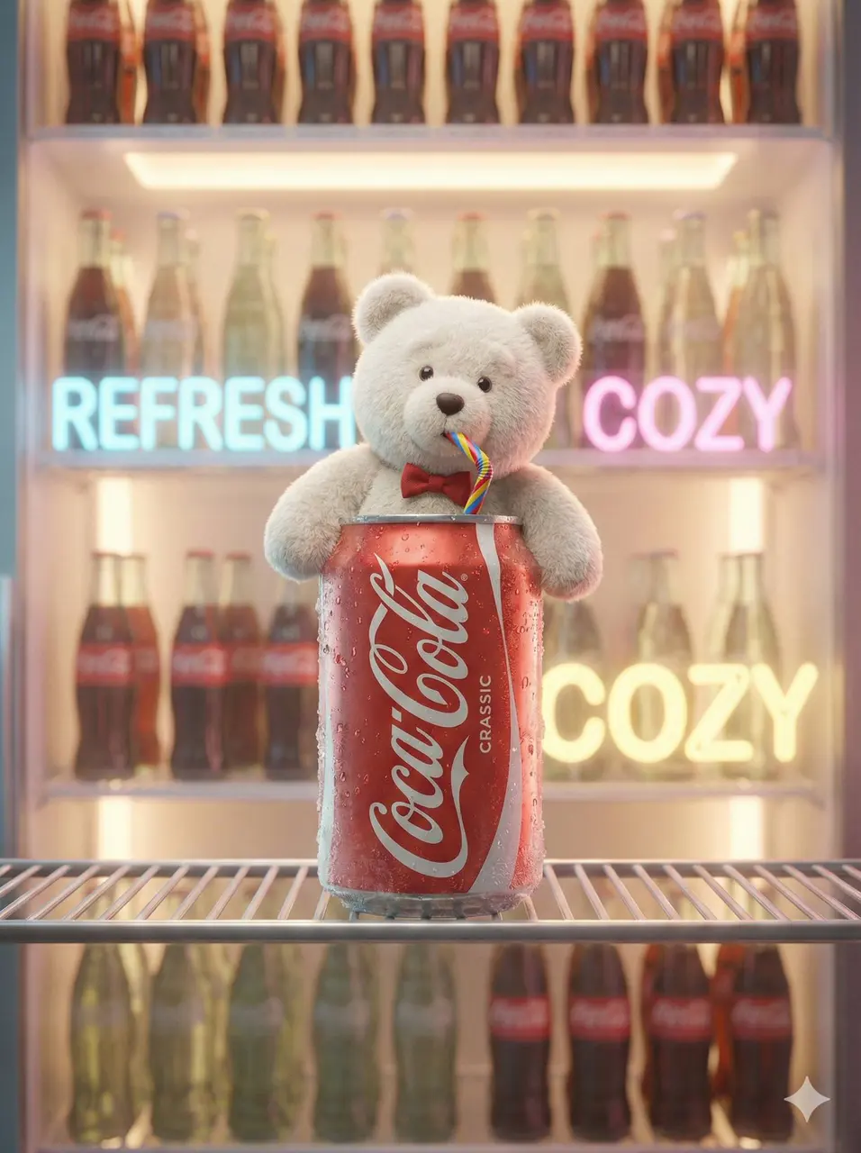 A cute, cinematic brand fantasy scene featuring a fluffy ...