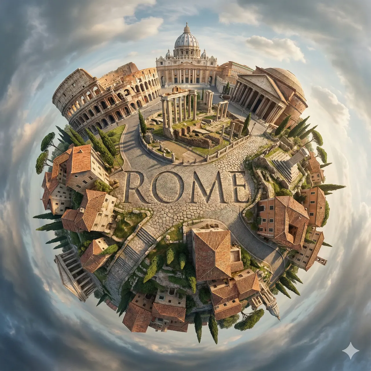 Create a hyperrealistic, surreal spherical panorama of [C...