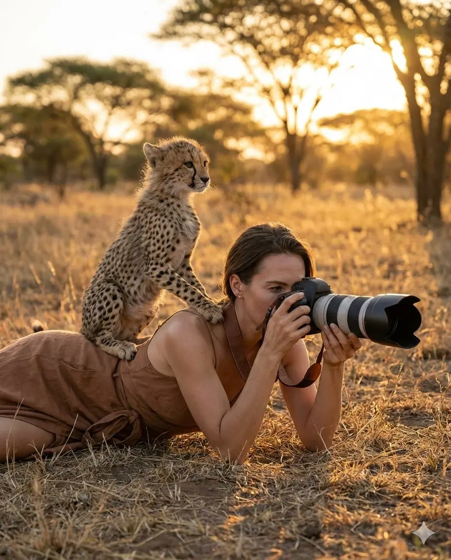 Ultra-realistic wildlife photography scene: An elegant wo...