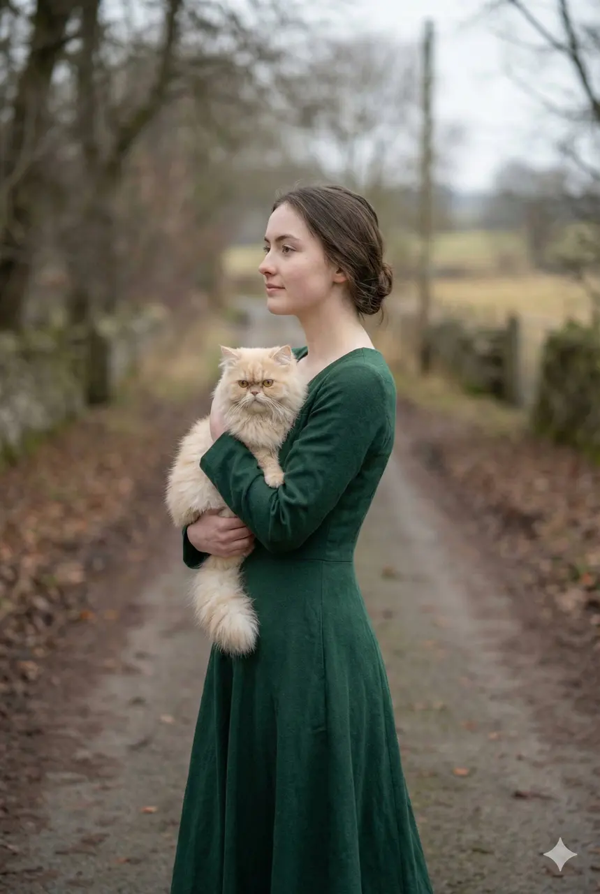 portrait of a young woman in her early 20s walking calmly...