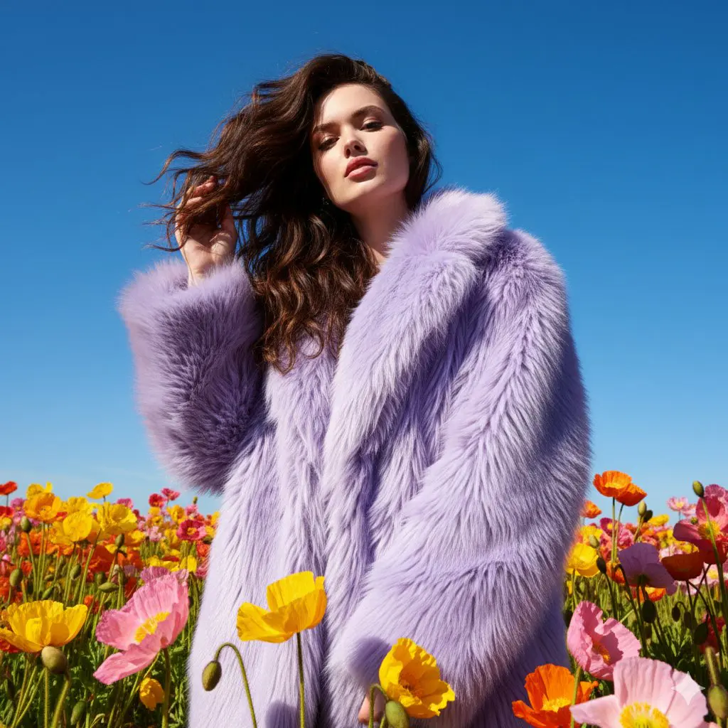 Create an eye-catching outdoor fashion portrait in a live...