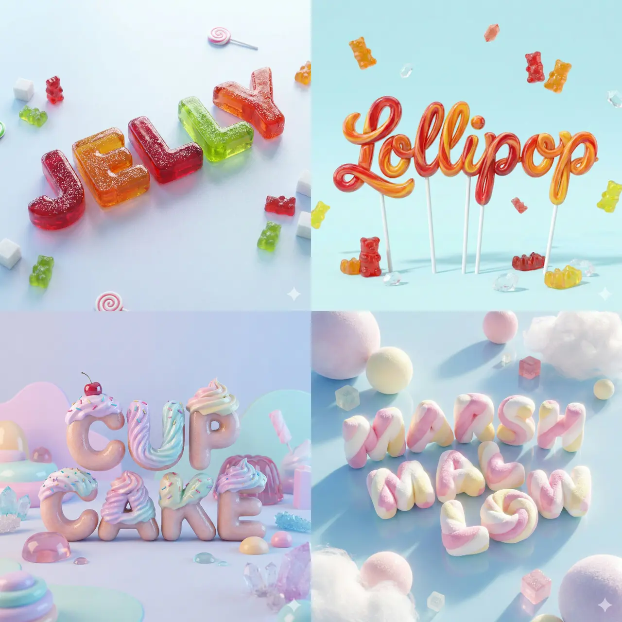 A smooth, ultra-realistic 3D render of the word [YOUR WOR...