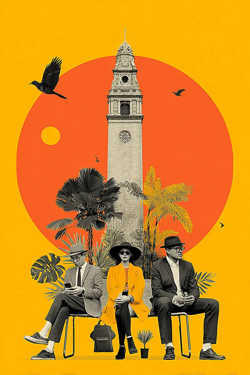 Bold shapes, sharp silhouettes, and a cinematic sun.