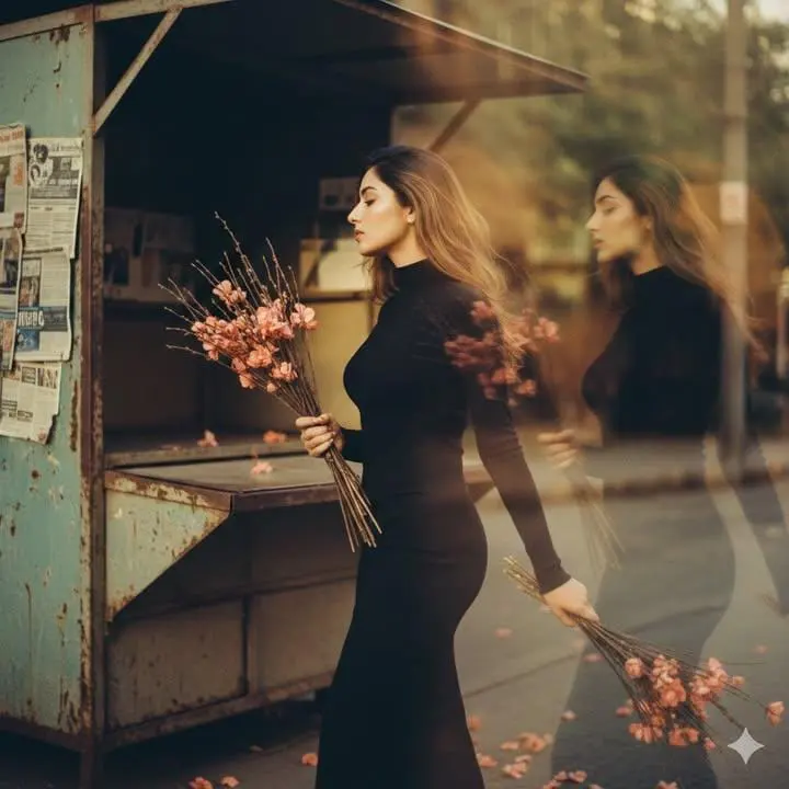 A beautiful young woman in her early 20s wears a high-nec...