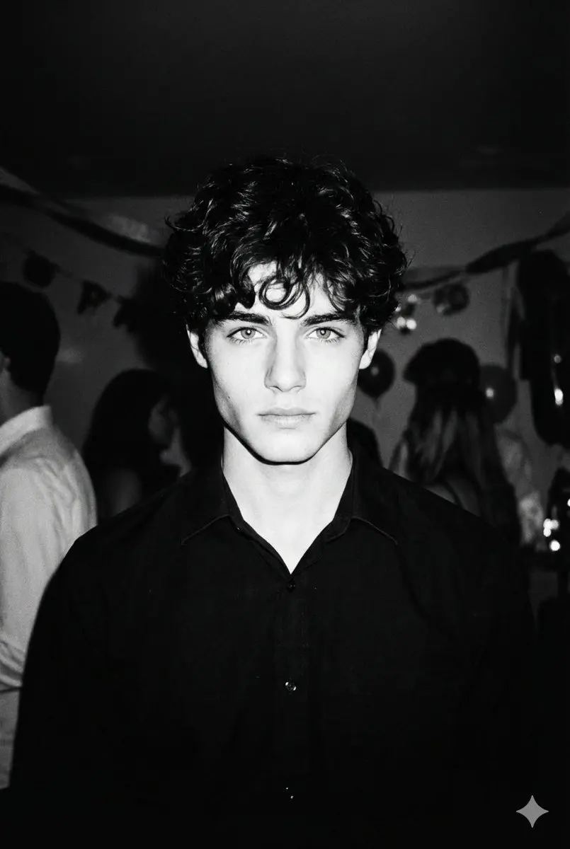 High-contrast black and white photo taken with a 1990s di...