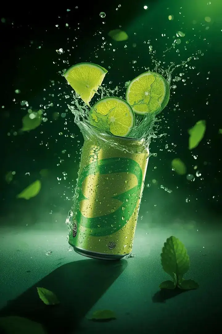 - Ultra-cinematic beverage advertising shot of a sparklin...