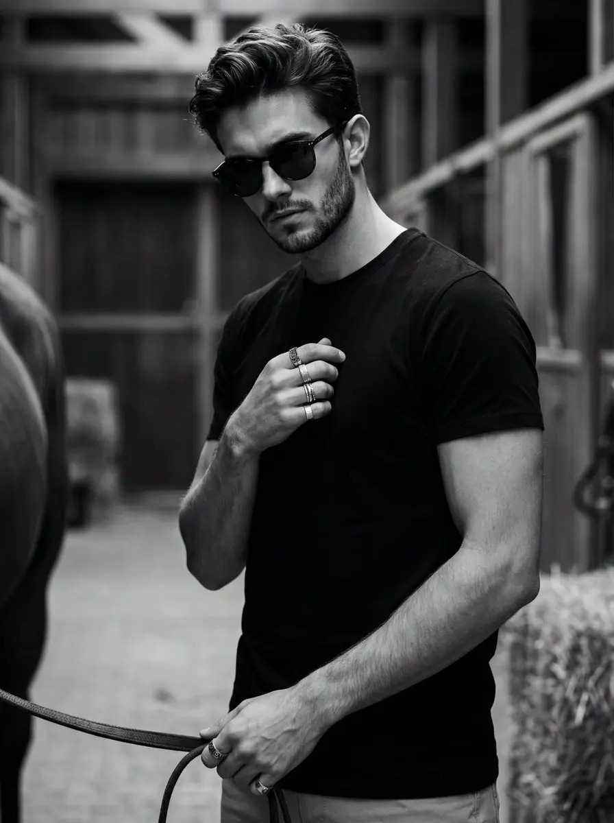Ultra-realistic 8K cinematic black-and-white portrait pho...