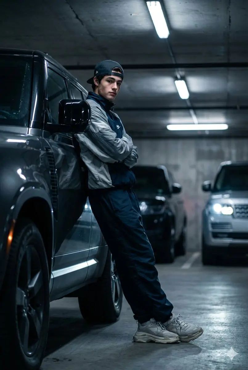Hyper-realistic low-angle closeup front shot of a young m...