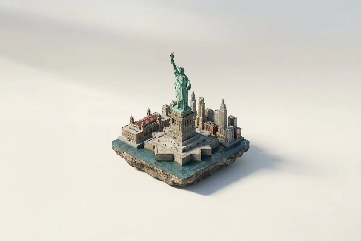 A miniature isometric architectural diorama of [LANDMARK ...