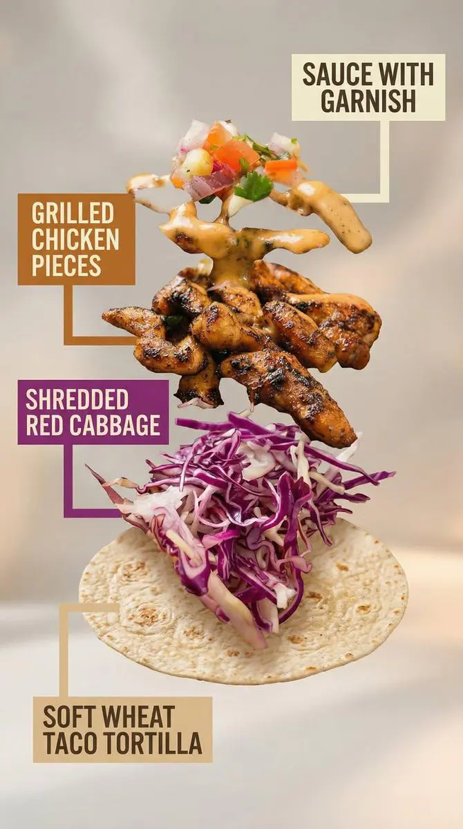 A high-end commercial food photograph of the same two tac...