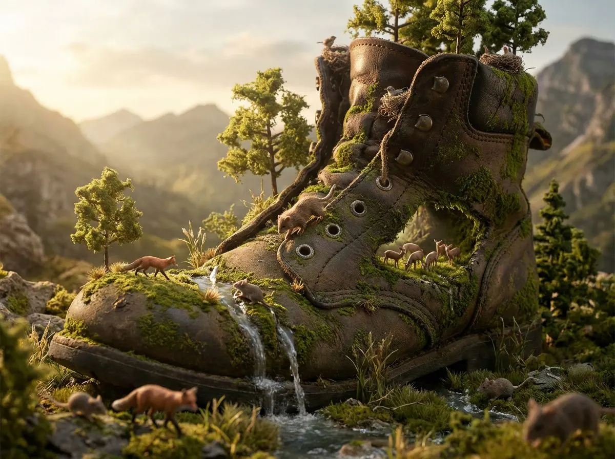 A colossal [OBJECT] reimagined as a complete natural biom...