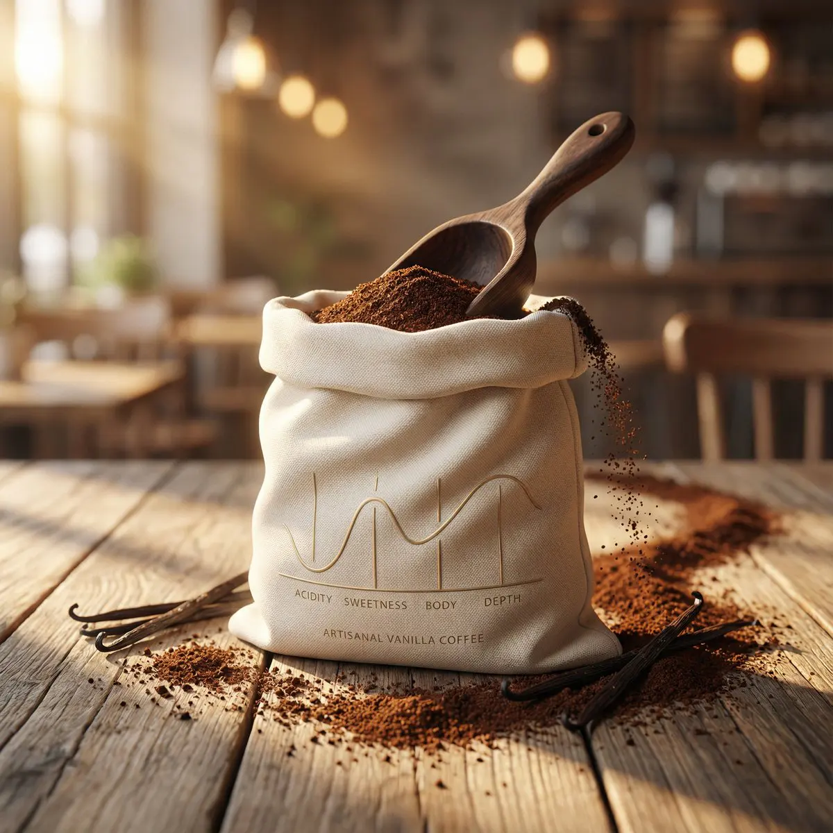 Luxury product photography of artisanal vanilla ground co...