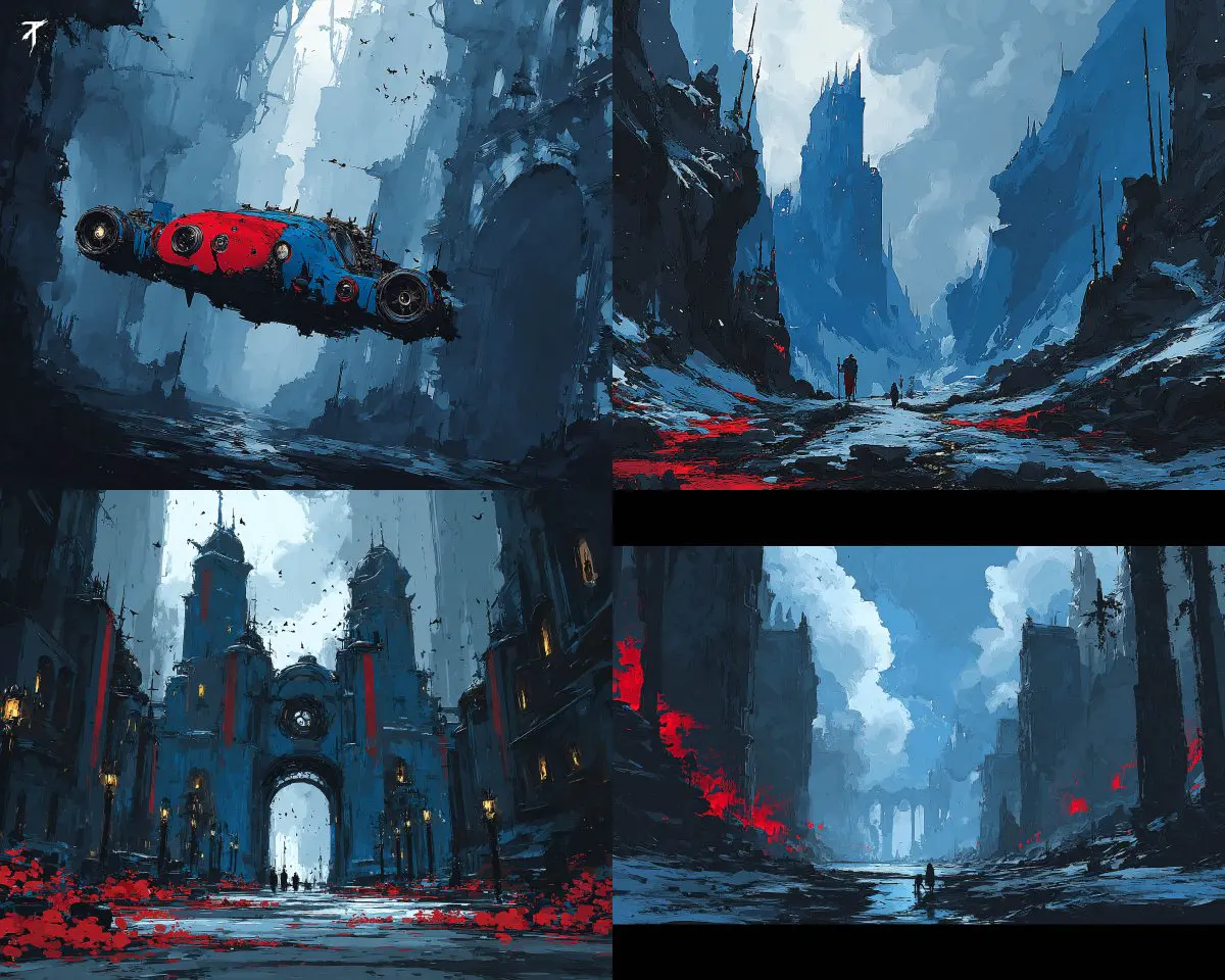 This SREF delivers a raw sci-fi painting style with rough...