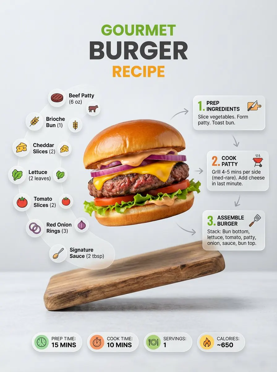Ultra-clean modern recipe infographic. Showcase [FOOD] in...