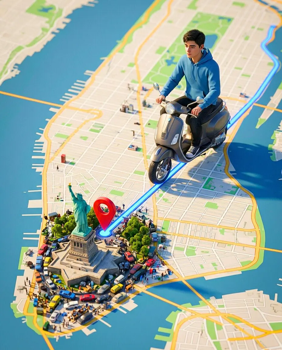 Vertical 4:5 surreal 3D scene featuring a photorealistic ...