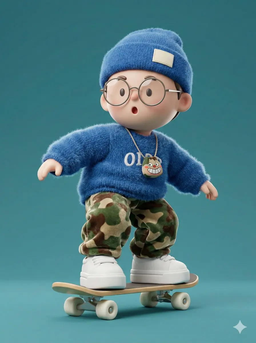 A high-fidelity 3D character render of a cute, stylized b...