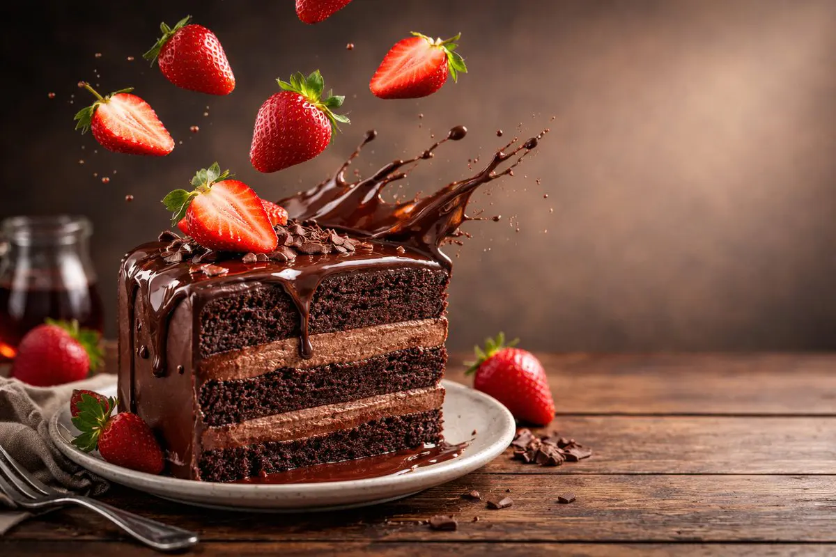 Advertising-style food photography of a stack of pancakes...