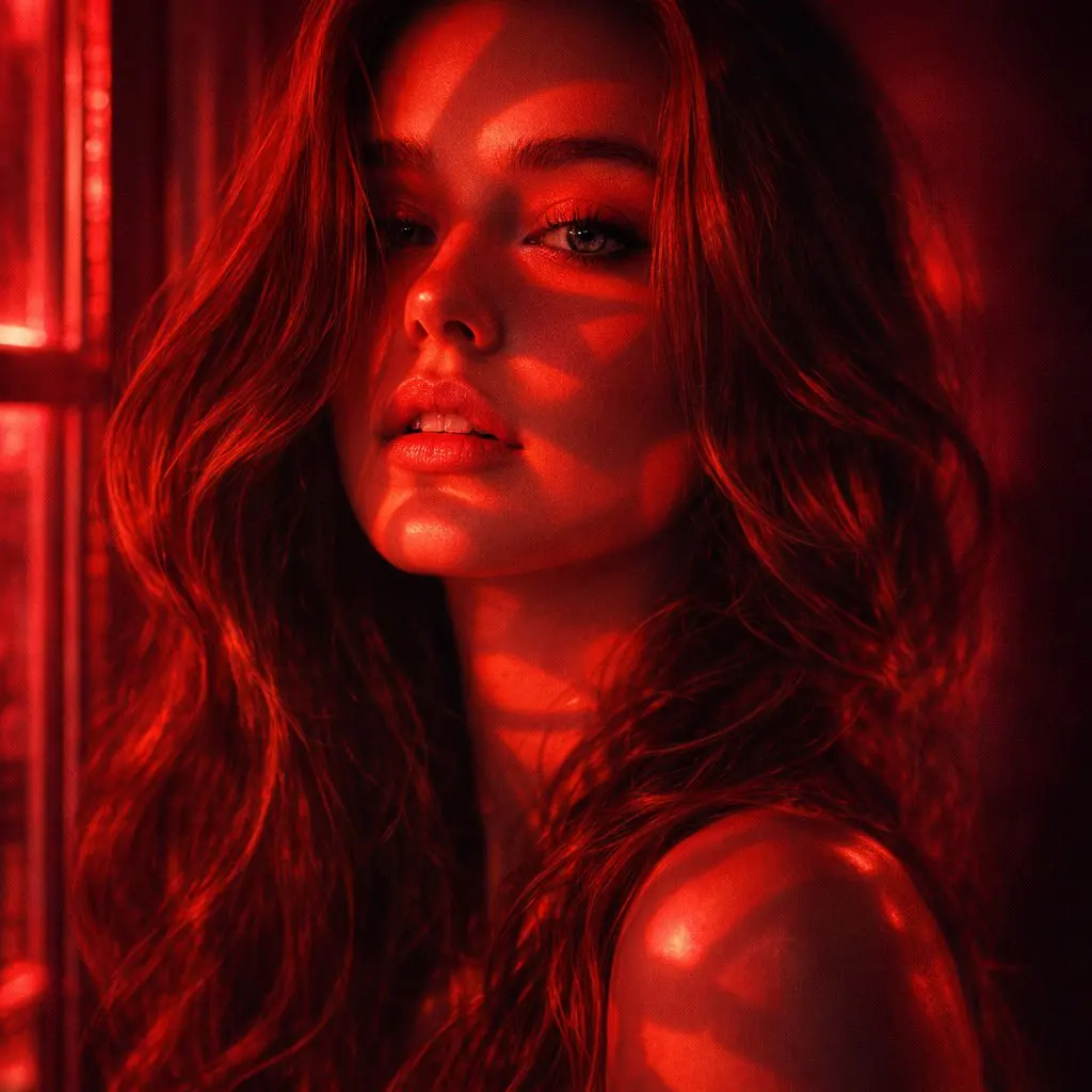 Hyper-realistic cinematic por-trait of a young woman, wit...