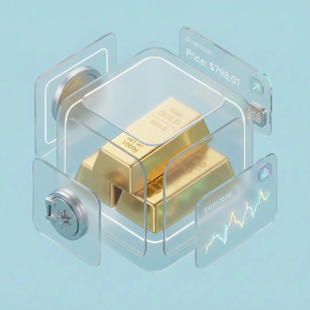 Refined 3D isometric composition (45° angle) in a Glassmo...