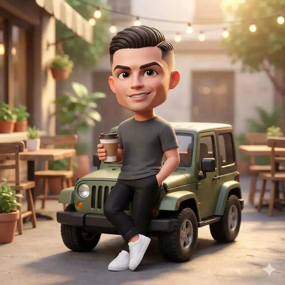 Ultra-detailed 3D chibi-style character with a big head a...