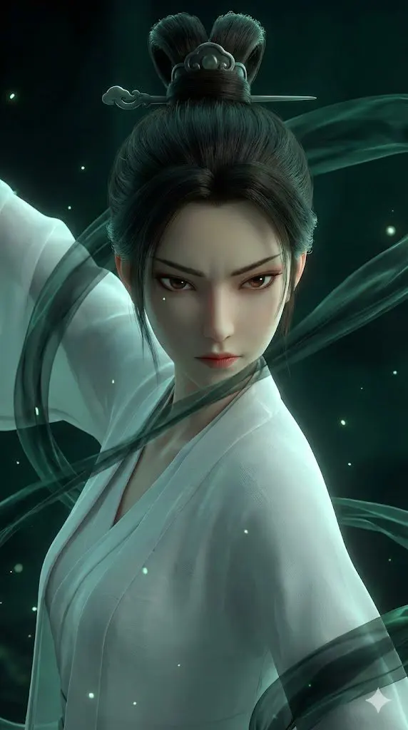 A stunning 3D Chinese animation style close-up of a beaut...