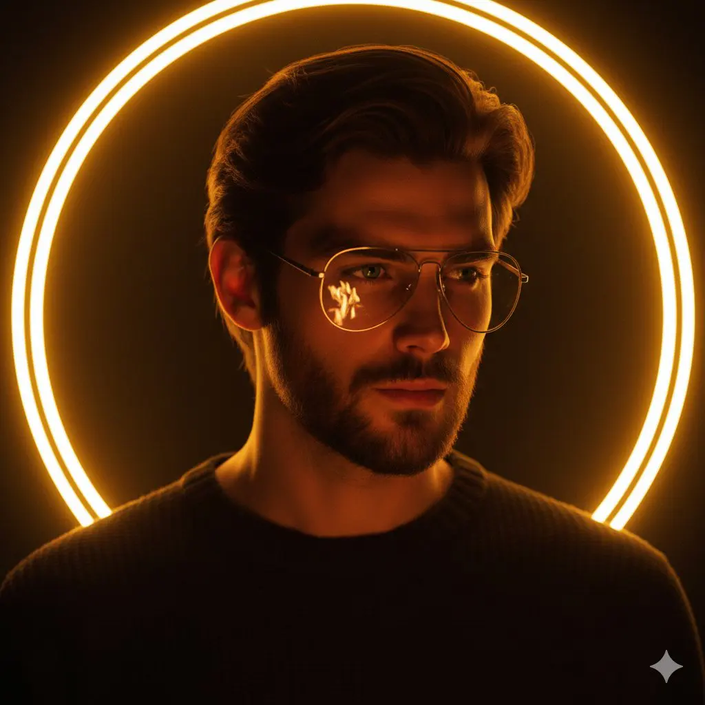 Cinematic portrait of a handsome young man with short sty...
