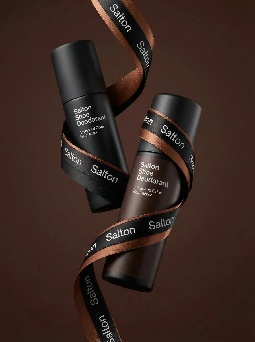 A product photo in a premium advertising style. Two tall ...