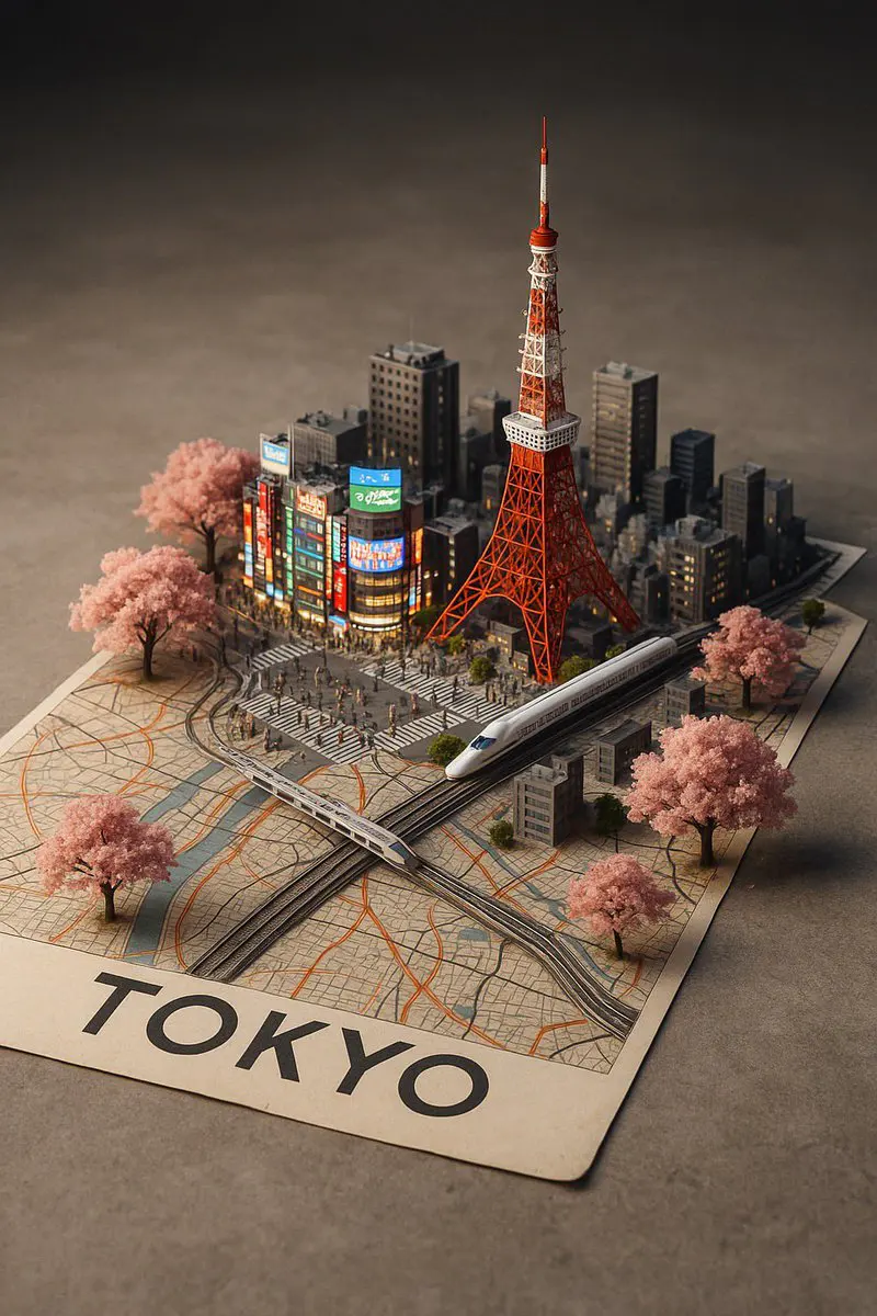A street-style map of [CITY_NAME] placed on a {MAP_SURFAC...