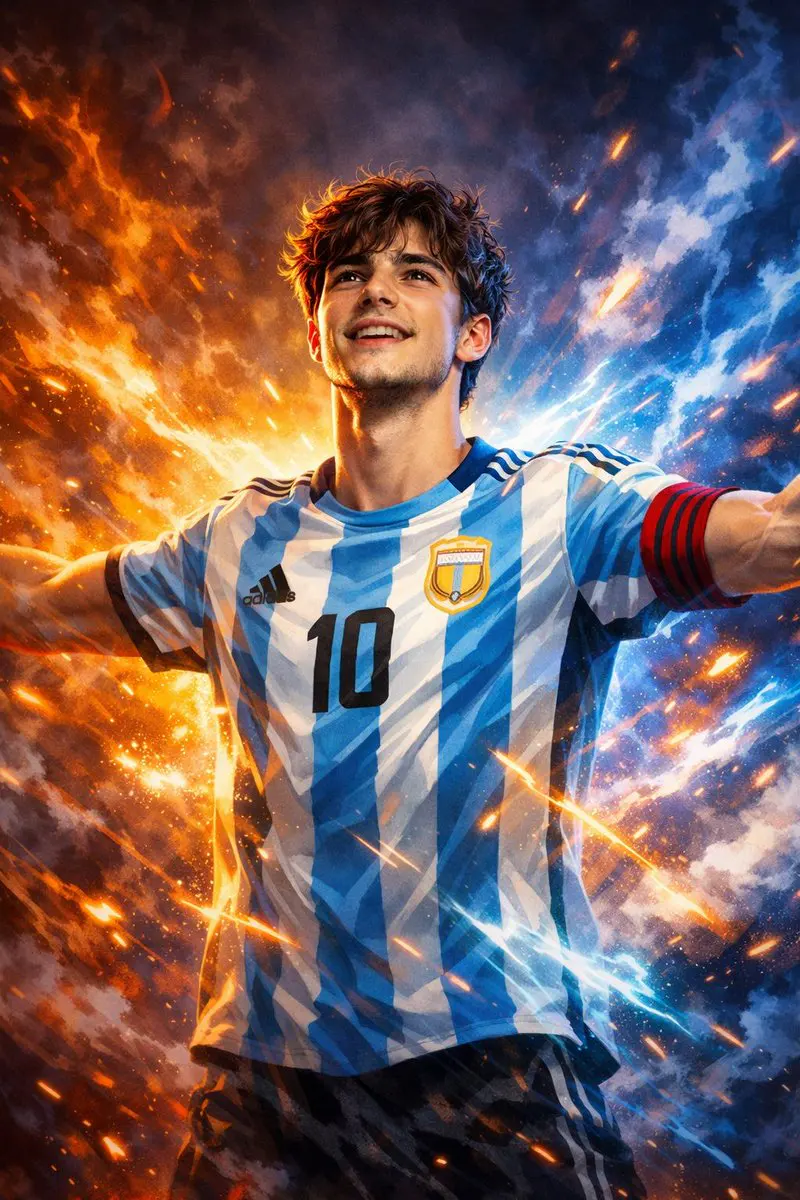 Fantastic digital painting of a young man with high detai...