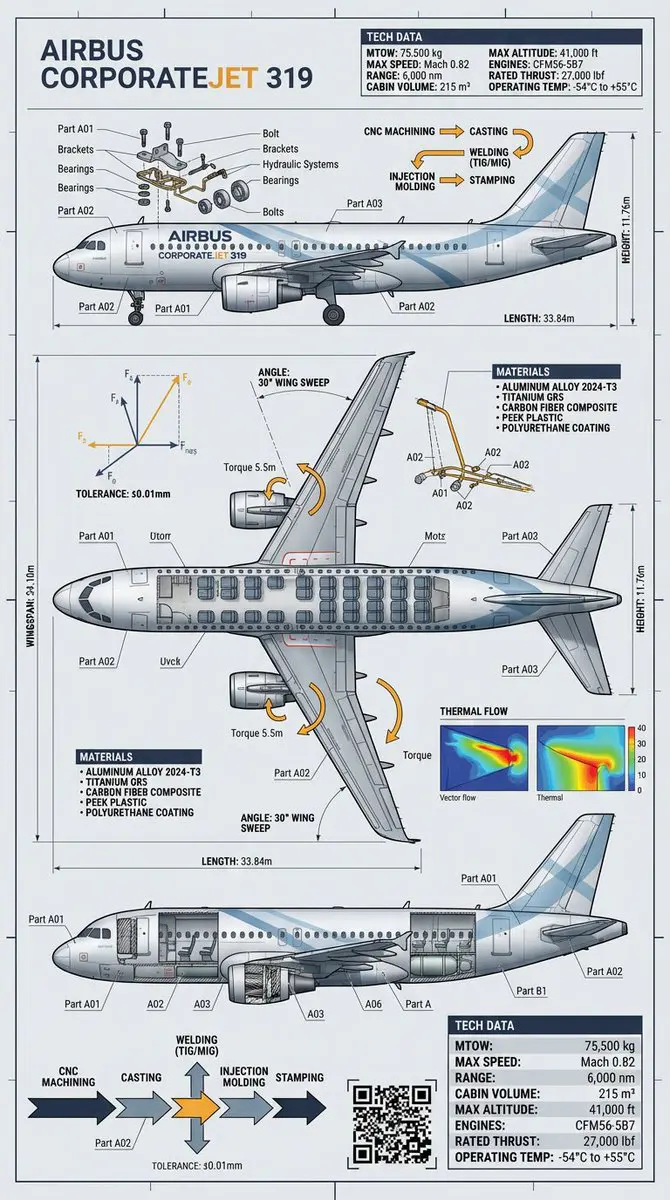Industrial engineering-style infographic of an object (ma...