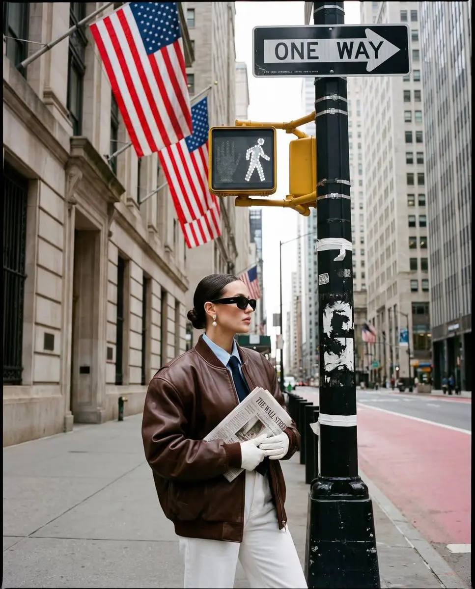 Ultra-realistic street fashion editorial photograph in Ne...