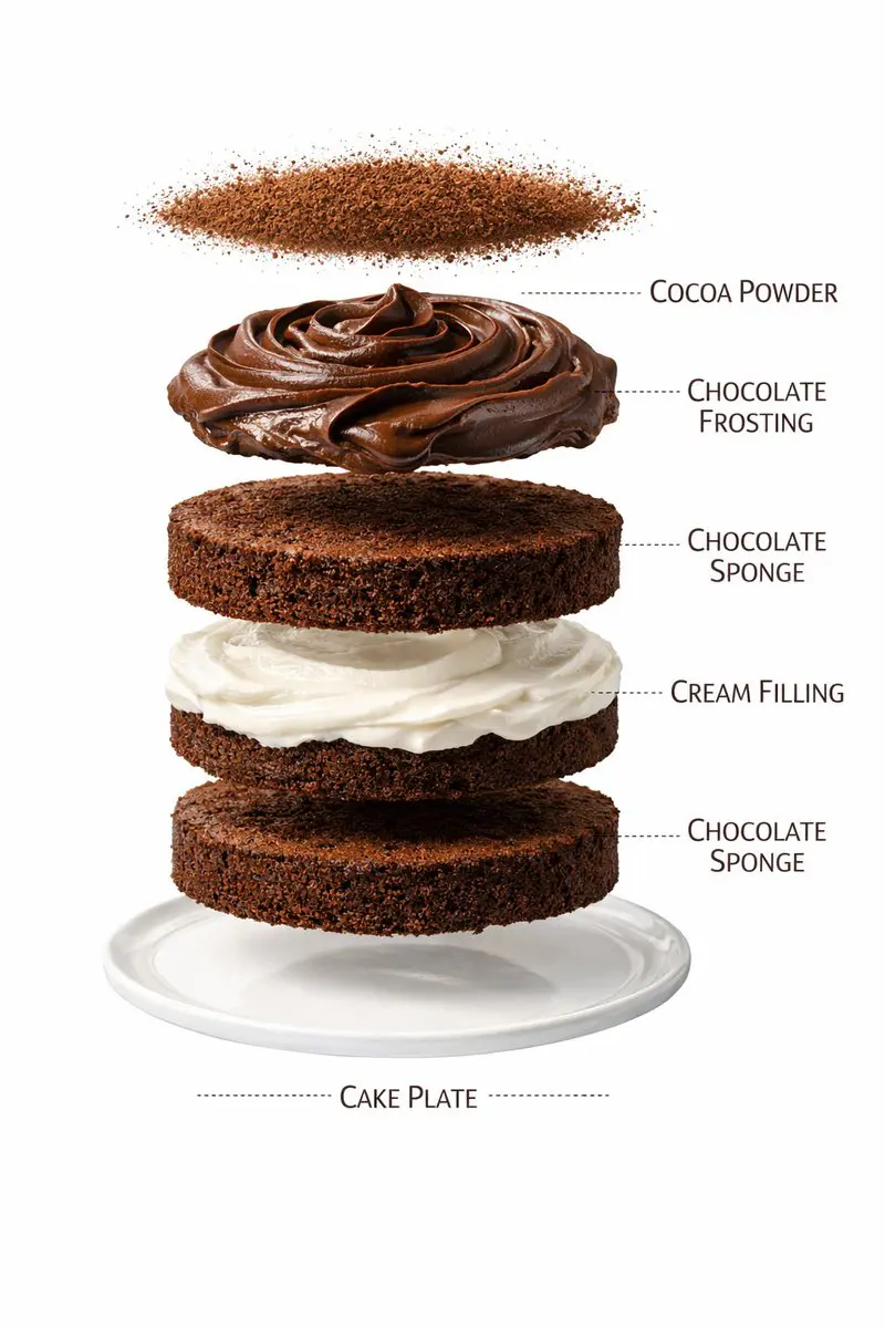 Ultra-realistic premium food photography of a layered cho...