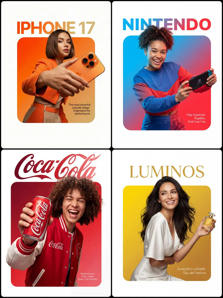 A professional high-end graphic design advertisement comp...
