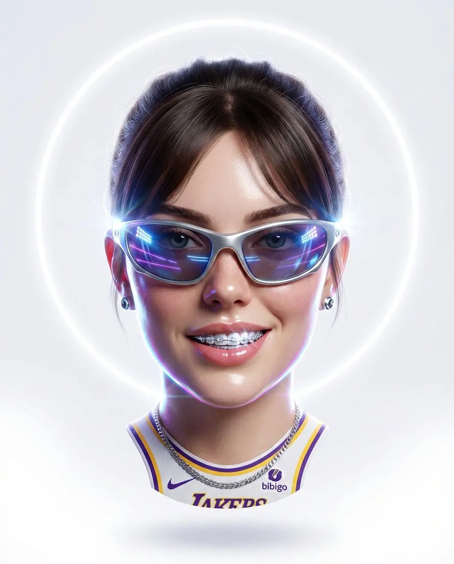 Hyper-stylized dynamic 3D floating head portrait of the a...