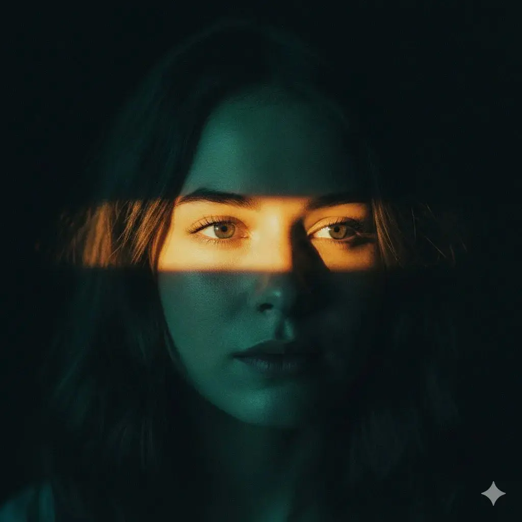 Ultra-realistic cinematic portrait of a young woman with ...