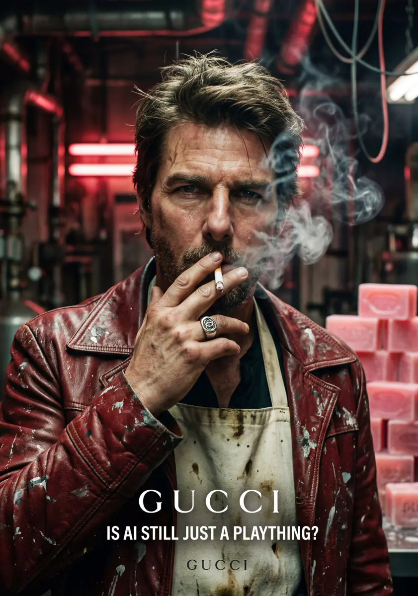 A highly detailed, cinematic portrait of Tom Cruise, feat...