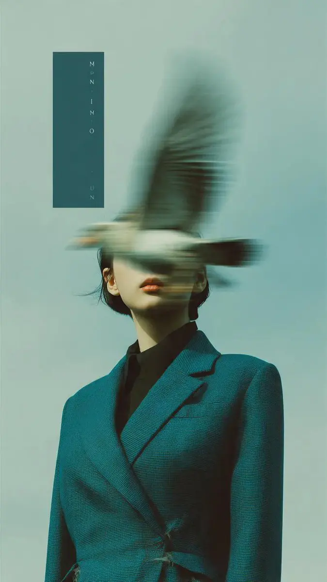 Editorial photography, a woman wearing a structured deep ...