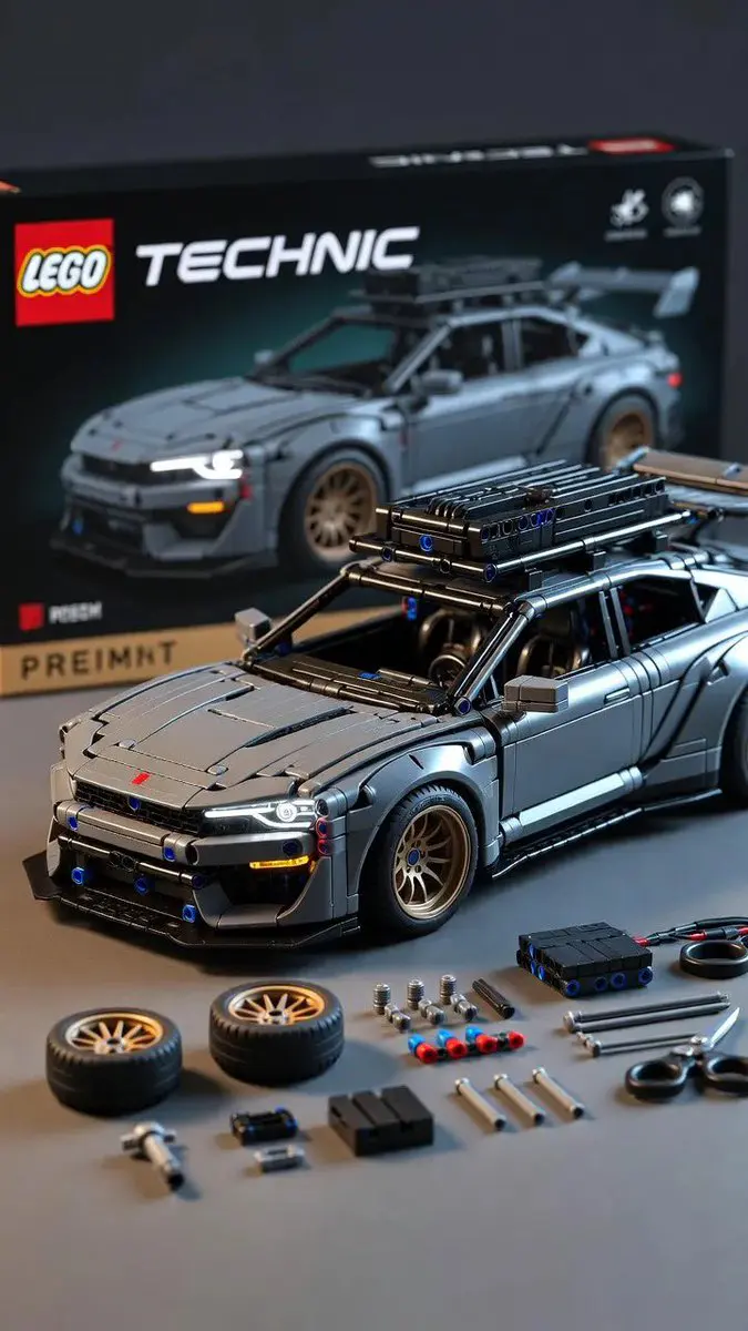 Ultra-detailed studio product render of a LEGO Technic st...