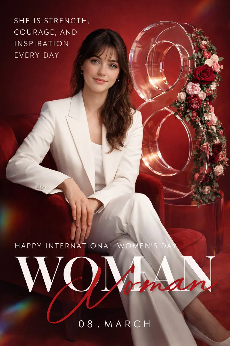 Create a high-end promotional poster for International Wo...