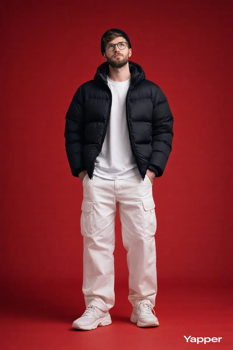 Ultra-realistic full-body studio fashion portrait of a st...