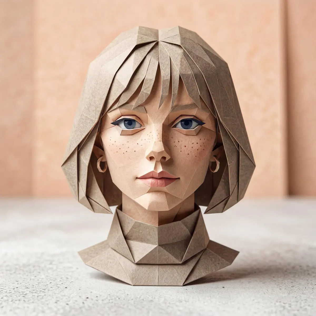 A hyper-detailed origami-style version of a person, folde...