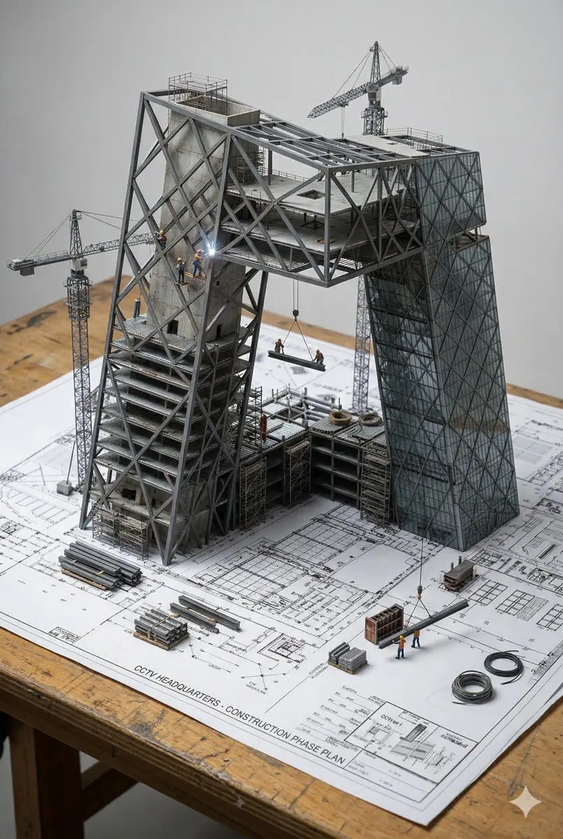 An architectural blueprint of {BUILDING_NAME} placed on a...